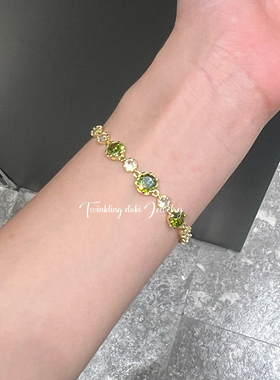 新中式森系复古高级感祖母绿锆石手链女小众设计感轻奢气质手饰品