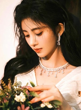 鞠婧祎同款项链超闪流苏珍珠颈链