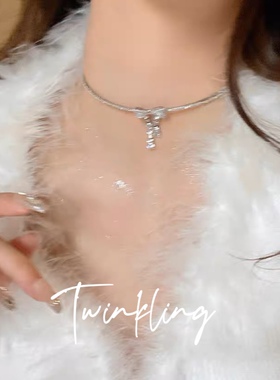 颈链轻奢小众蝴蝶结闪钻项链