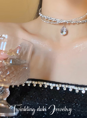 Twinkling doki钻项圈女颈带项链高级感锁骨链颈链婚纱晚礼服配饰