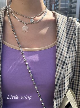 铜女甜酷风Y2K爱心吊坠项链