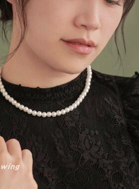 复古珍珠项链仿施家珍珠圆珠链女