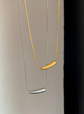 ins简约设计小茄子几何吊坠项链