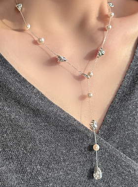 2025春夏法式轻奢满天星珍珠金属项链颈链气质锁骨链潮人高级感女