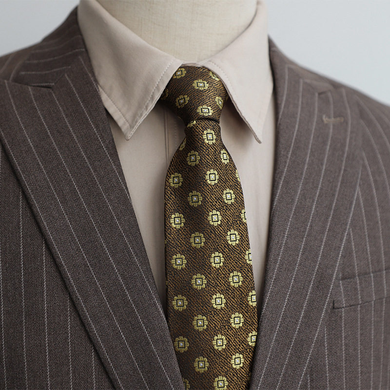 男士领带复古咖啡棕色系懒人拉链领带一拉得正装商务休闲意式波点,淘宝优惠券,粉丝福利购,淘宝优惠卷