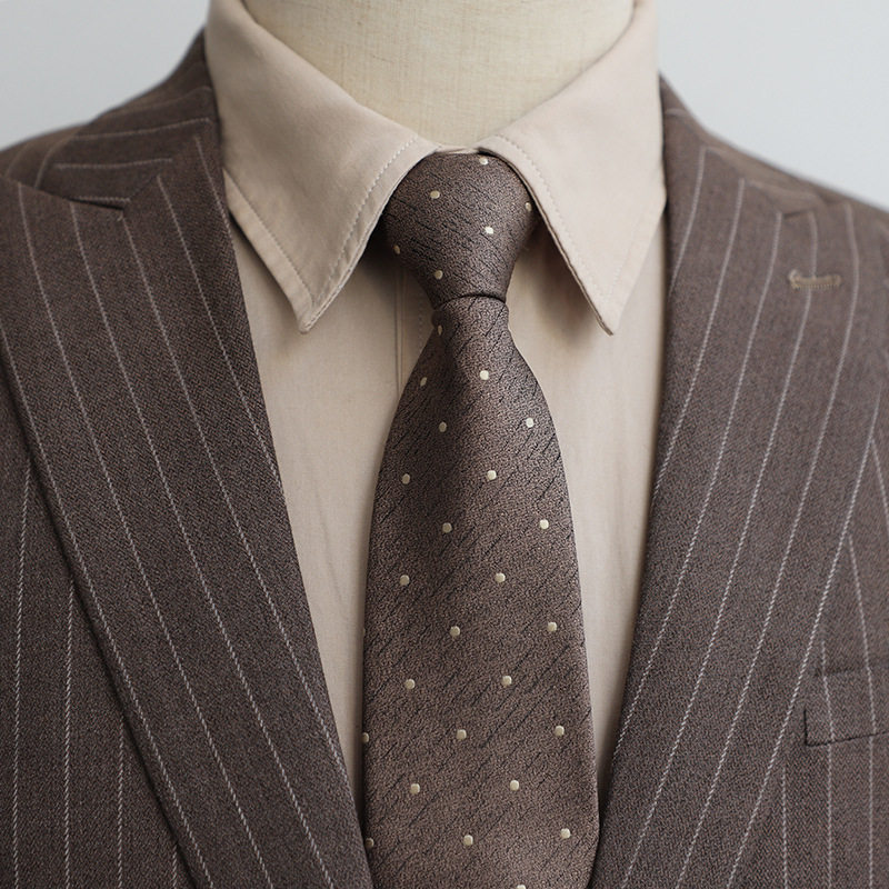 男士领带复古咖啡棕色系懒人拉链领带一拉得正装商务休闲意式波点,淘宝优惠券,粉丝福利购,淘宝优惠卷