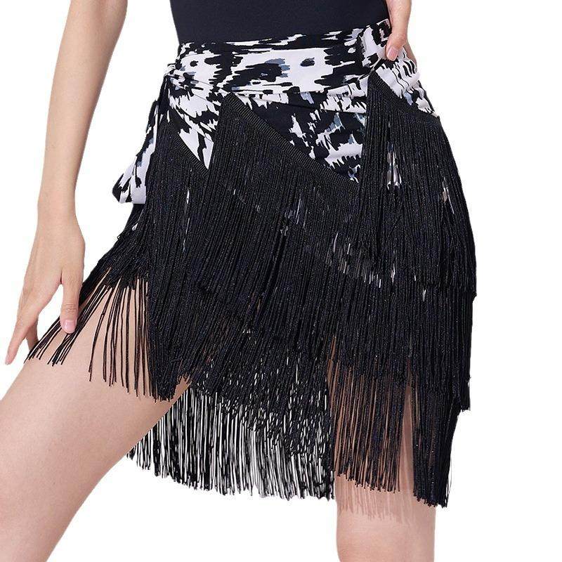 拉丁舞成人女练功服装舞蹈半身裙子流苏臀巾广场舞不规则跳舞围裙,淘宝优惠券,粉丝福利购,淘宝优惠卷