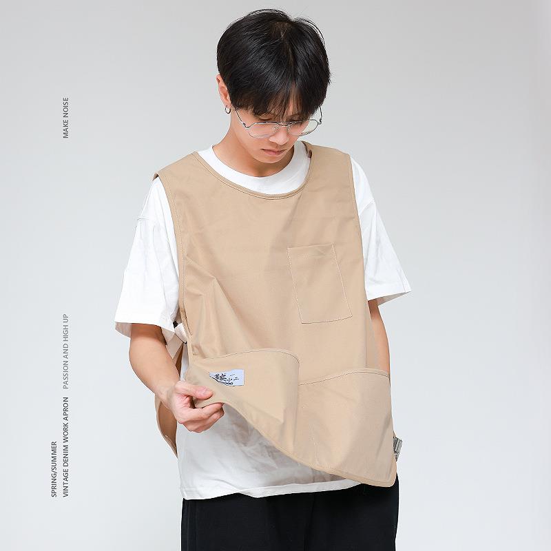 围裙马甲式罩衣咖啡师理发店美甲美发宠物店服务员工作服印logo - 图1