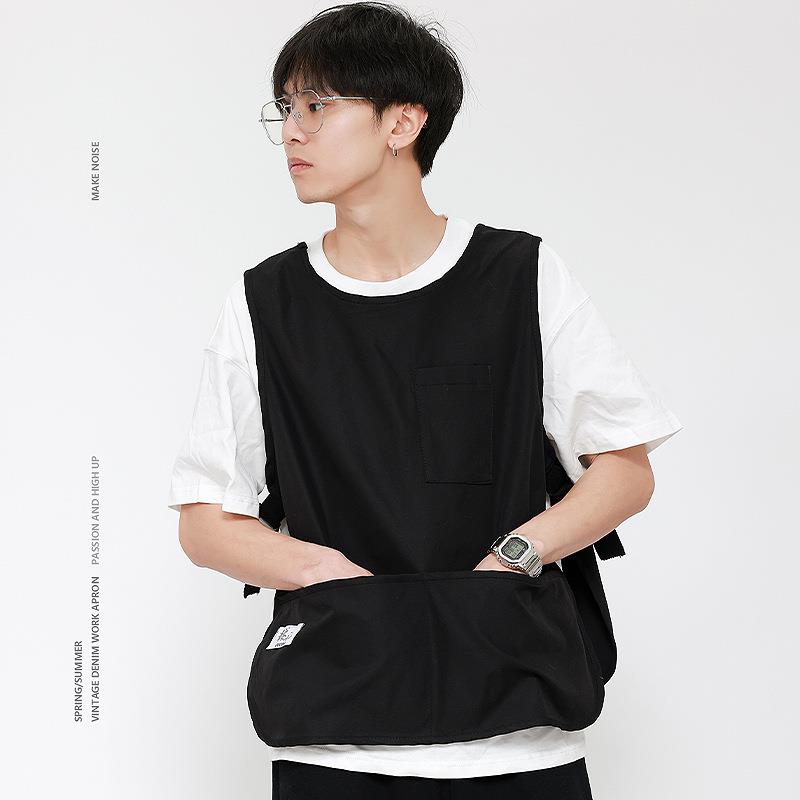 围裙马甲式罩衣咖啡师理发店美甲美发宠物店服务员工作服印logo - 图2