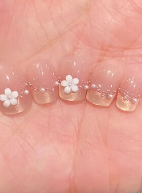 【七里香】奶油小花手工穿戴甲2025新款高级感短款美甲穿戴甲甲片
