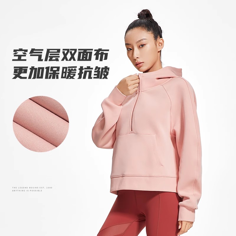 LI-NING/李宁秋季跑步训练系列卫衣宽松运动休闲半开拉链卫衣女款 - 图2