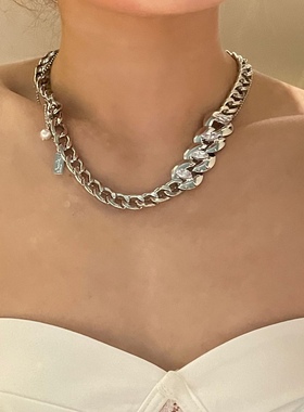 欧美ins嘻哈项链古巴拼接短款