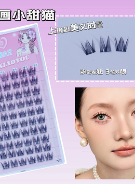 漫画小甜猫假睫毛自然款上睫毛仿真百搭新手懒人三部曲周小又Y35
