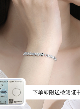 蝴蝶结999银手链女小众设计