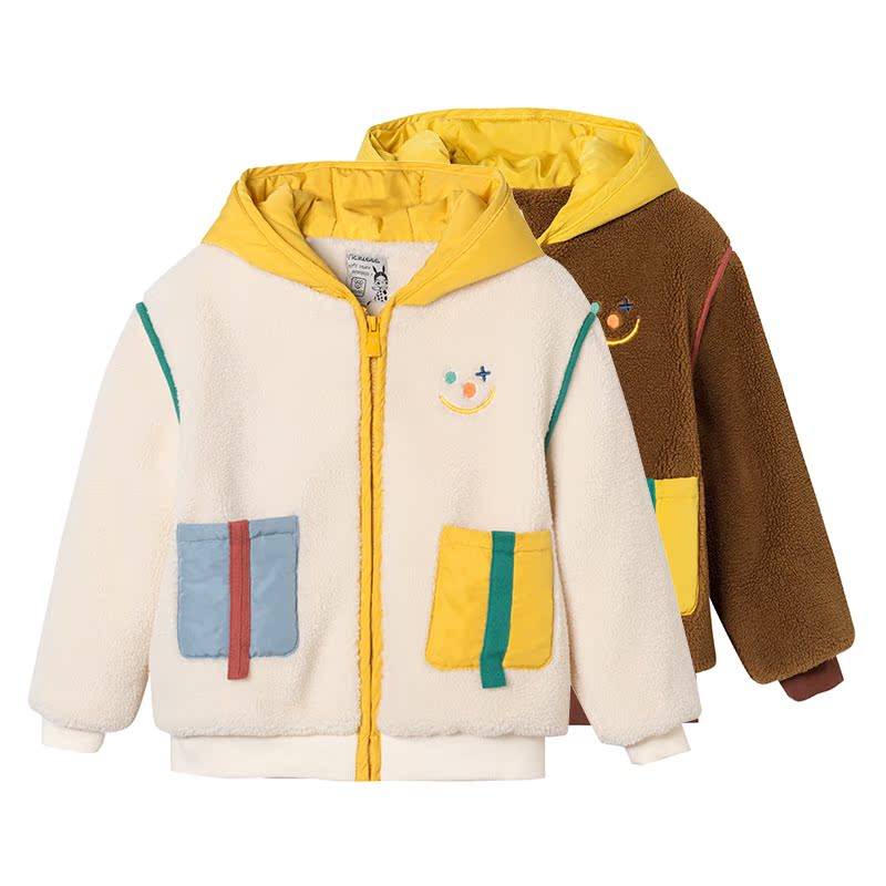 viciusss童装男童摇粒绒外套新款秋冬装连帽加厚保暖仿羊羔毛棉衣 - 图3