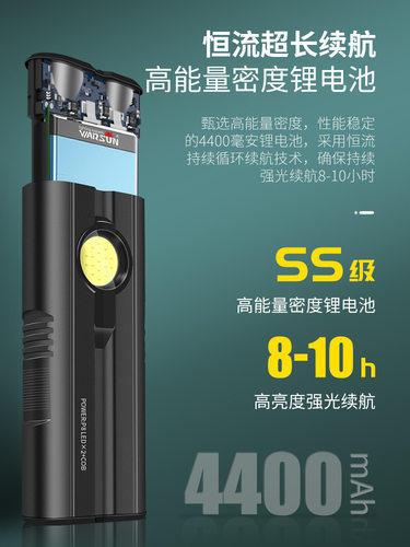 沃尔森X608手电筒超长续航充电远射户外家用超亮多功能led氙气灯 - 图1