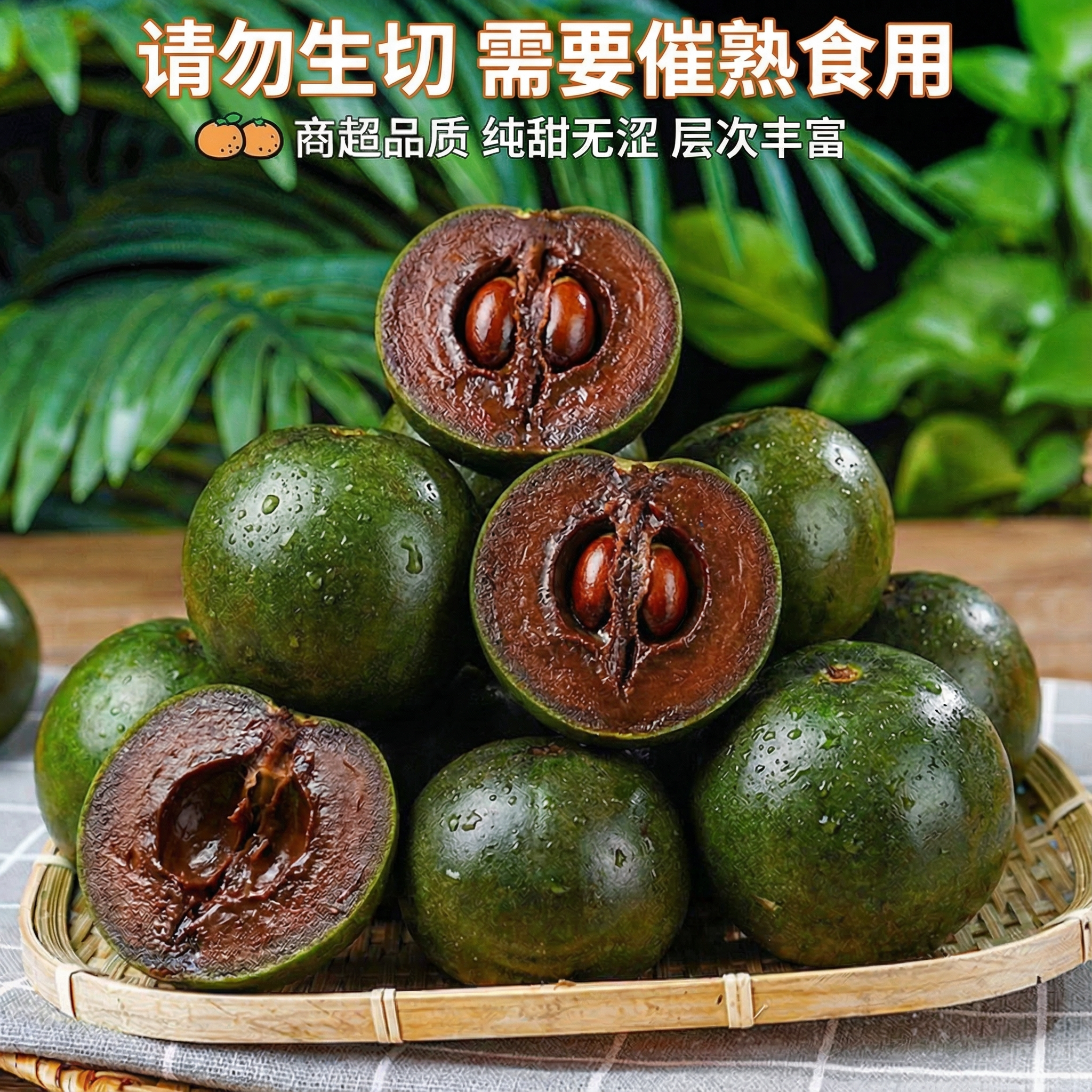 正宗巧克力脆柿子新鲜水果黑柿布丁果硬柿子现摘版纳巧克力果顺丰,淘宝优惠券,粉丝福利购,淘宝优惠卷