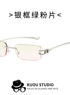 无框方形绳结清冷感墨镜女