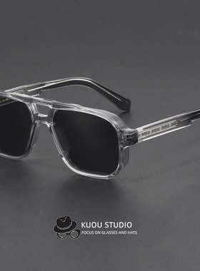 小众藏青色飞行员式墨镜UV400防紫外线辐射磨砂质感大框太阳眼镜