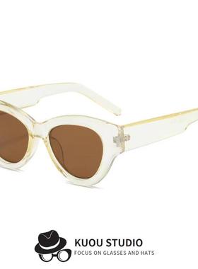 复古猫眼墨镜女款黑色大框高级感2024新款防紫外线方圆脸太阳眼镜