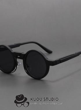 新款欧美蒸汽朋克圆形个性太阳镜 嘻哈潮流网红同款墨镜时尚眼镜
