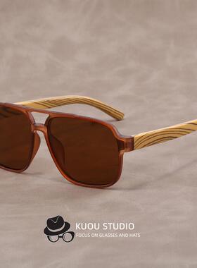 欧美复古男士偏光太阳镜个性手工仿竹木墨镜时尚防紫外线超轻眼镜