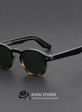 2025新款复古墨镜丙酸插针男女圆框太阳镜时尚CP仿板材高级感太阳