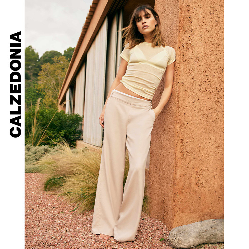 CALZEDONIA卡泽意袜夏女舒适凉感简约轻薄天丝亚麻阔腿裤MODP1215,淘宝优惠券,粉丝福利购,淘宝优惠卷