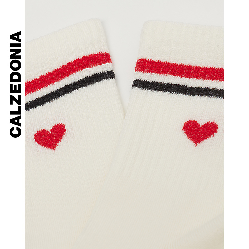 CALZEDONIA卡泽意袜春秋女士休闲运动风爱心撞色条纹短袜DC0568 - 图1