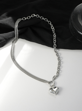 欧美风桃心百搭吊坠项链