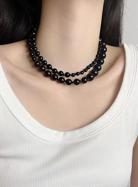 韩国博主fever黑玛瑙珍珠项链女