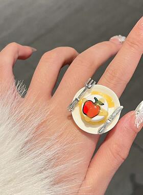 Y2K蛋糕戒指女可爱创意甜食点心指环小众多巴胺可爱食指戒手饰潮