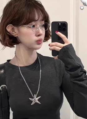 多巴胺小星星项链冷淡风五角星长款卫衣链吊坠配饰小众百搭毛衣链