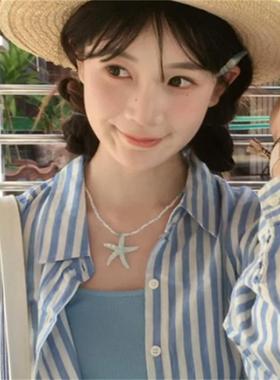 春夏日海边清新蓝色多巴胺项链女