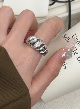 欧美ins风戒指个性大斜纹指环