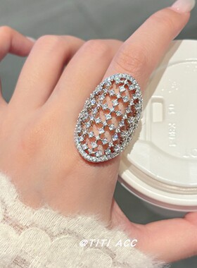 小众设计感金属立体花朵戒指女