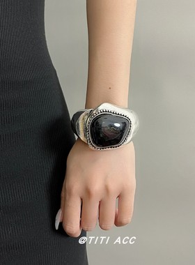 重工复古不规则夸张宝石宽版手镯