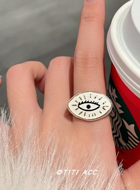 欧美风爱心眼睛开口戒指个性配饰