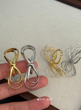 设计感多层线条蝴蝶结戒指