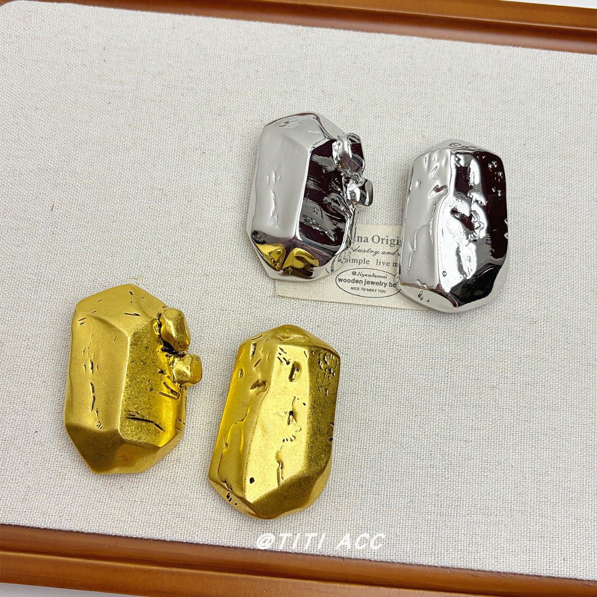 欧美复古金属几何切面耳环厚重感方块时尚耳饰小众高级感女款配饰,淘宝优惠券,粉丝福利购,淘宝优惠卷