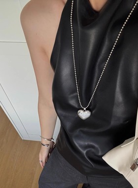 向日葵欧尼同款爱心银色项链