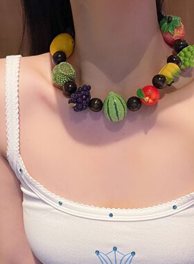 夏季新款多巴胺新鲜水果串珠项链