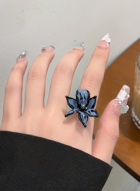 立体涂鸦蝴蝶开口戒指女冷淡风