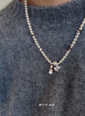 红色葫芦珍珠项链女士小众独特