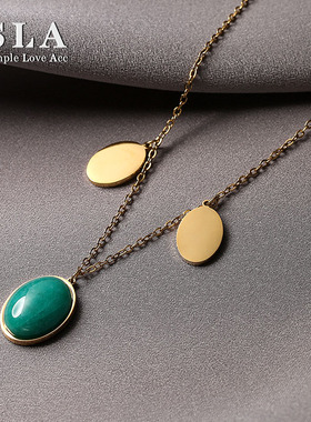 其他绿松石钛钢女项链