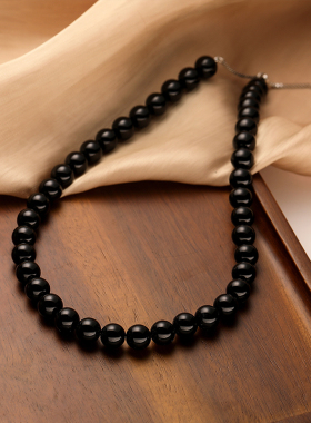 【新品八折】   小众简约设计水晶珍珠高级感黑色百搭项链女