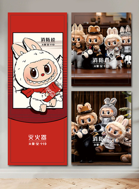 拉布布消防栓贴纸画防火栓贴纸