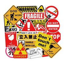 50 Dangerous warning signs warning evil to doodle stickers to decorate small pattern notebook pull bar box car sticker can be moved