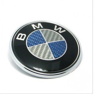 适用于BMW宝马3系5系E90E60E46改装蓝白真碳纤维标前标后标单个-图0