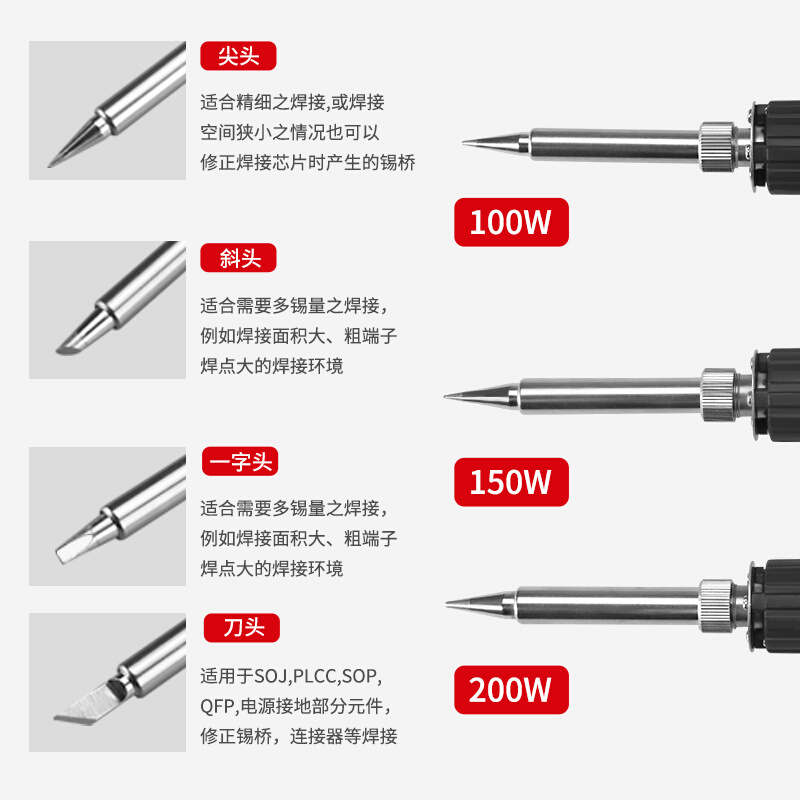 黄花维修焊接大功率电烙铁工具可调恒温马蹄形平头刀头型100W200W-图2